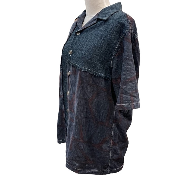 Anne Namba Silk Blue Hawaiian Aloha Shirt Mens Size Medium - Picture 2 of 12